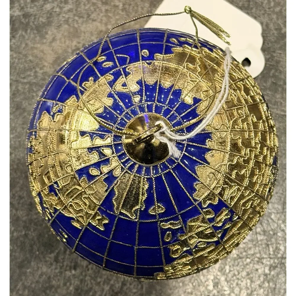 Vintage Cloisonne World Globe Peace Doves 2000 Christmas Tree Ornament